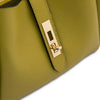 Alternative Metal Twist Lock View Of The Green Soft Leather Handbag