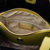 Internal Zip Pocket View Of The Green Soft Leather Handbag