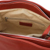 Internal Zip Pocket View Of The Terracotta Soft Leather Handbag