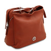 Angled View Of The Terracotta Soft Leather Handbag