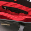 Internal Zip Pocket View Of The Black Soft Leather Shopper Bag
