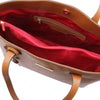 Internal Zip Pocket View Of The Cognac Soft Leather Shopper Bag