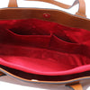 Internal Pockets View Of The Cognac Soft Leather Shopper Bag