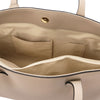 Internal Pocket View Of The Light Taupe Soft Leather Shopper Bag