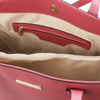 Internal Zip Pocket View Of The Pink Soft Leather Shopper Bag