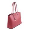 Angled View Of The Pink Soft Leather Shopper Bag