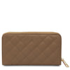 Rear View Of The Light Taupe Soft Leather Wallet