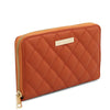 Angled View Of The Orange Soft Leather Wallet