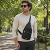 Man In The Park With The Black Soft Leather Crossbody Bag