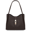 Front View Of The Chocolate Soft Leather Handbag 