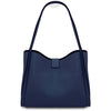 Rear View Of The Dark Blue Soft Leather Handbag 