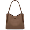 Rear View Of The Soave Soft Leather Handbag in elegant dark taupe  showcasing its luxurious design.