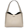 Soave Soft Leather Handbag in beige leather with two sturdy straps and a semi-rigid frame.