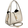 Soave Soft Leather Handbag in beige color with a detachable strap and elegant design.
