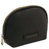 Angled View Of The Black Soft Leather Toiletry Case Associated With The  Black Leather Shoulder bag and Soft Leather Toiletry Case