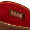 Internal Compartment View Of The Brown Soft Leather Toiletry Case Associated With The Brown Leather Shoulder bag and Soft Leather Toiletry Case