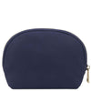 Rear View Of The Dark Blue Soft Leather Toiletry Case