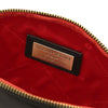 Internal Compartment View Of The Black Soft Leather Toiletry Case Associated With The  Black Leather Shoulder bag and Soft Leather Toiletry Case