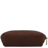 Underneath View Of The Dark Brown Soft Leather Toiletry Case Associated With The Dark Brown Leather Shoulder bag and Soft Leather Toiletry Case