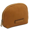 Angled View Of The Natural Soft Leather Toiletry Case