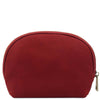 Rear View Of The Red Soft Leather Toiletry Case Associated With The Red Leather Shoulder bag and Soft Leather Toiletry Case