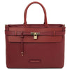 Front View Of The Bordeaux Structured Leather Tote Bag