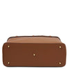 Underneath View Of The Cognac Structured Leather Tote Bag