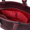 Internal Pocket View Of The Bordeaux Suede Leather Handbag