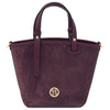 Front View Of The Bordeaux Suede Leather Handbag