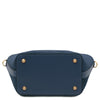 Underneath View Of The Dark Blue Suede Leather Handbag