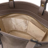 Internal Pocket View Of The Dark Taupe Suede Leather Handbag