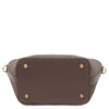 Underneath View Of The Dark Taupe Suede Leather Handbag