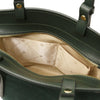 Internal  Pocket View Of The Forest Green Suede Leather Handbag