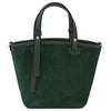 Rear View Of The Forest Green Suede Leather Handbag