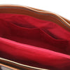 Internal Pocket View Of The Cognac Womens Shopper Handbag