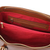 Internal Zip Pocket View Of The Cognac Womens Shopper Handbag