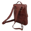 Rear View Of The Brown Leather Backpack Laptop Bag