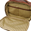 Open Compartment View Of The Brown Toiletry Bag