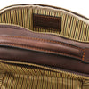 Rear Pocket View Of The Dark BrownToiletry Bag