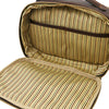 Open Compartment View Of The Dark BrownToiletry Bag