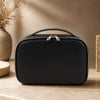 Toiletry Bag made from premium leather with antique brass hardware, designed for luxury organization.
