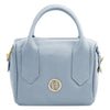 Front View Of The Light Blue Tote Handbag