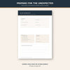 Example page from Printable Travel Planner and Packing Checklist PDF showcasing travel insurance details.