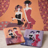 Two Ladies and Flowers handkerchiefs showcase Art Deco design in three colors, perfect for elegant everyday use.