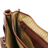 Additonal Close Up Of The Internal Zip Pocket Of The Brown Italian Leather Briefcase