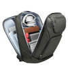 Laptop Backpack Australia showing interior compartments for headphones, laptop, tablet, and gaming console.