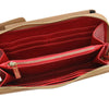 Zipped Compartment View Of The Caramel Wallet And Phone Holder