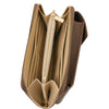 Internal Zipped Compartment View Of The Dark Taupe Wallet And Phone Holder