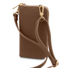 Rear View Of The Dark Taupe Wallet And Phone Holder