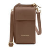 Front View Of The Dark Taupe Wallet And Phone Holder
